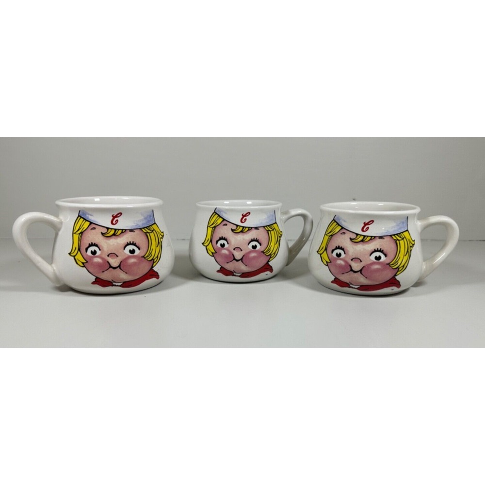 NOS 1998 Lot of 3 Vintage Faced Campbell's Kid Soup Mug Cup Bowl Houston HH 16oz
